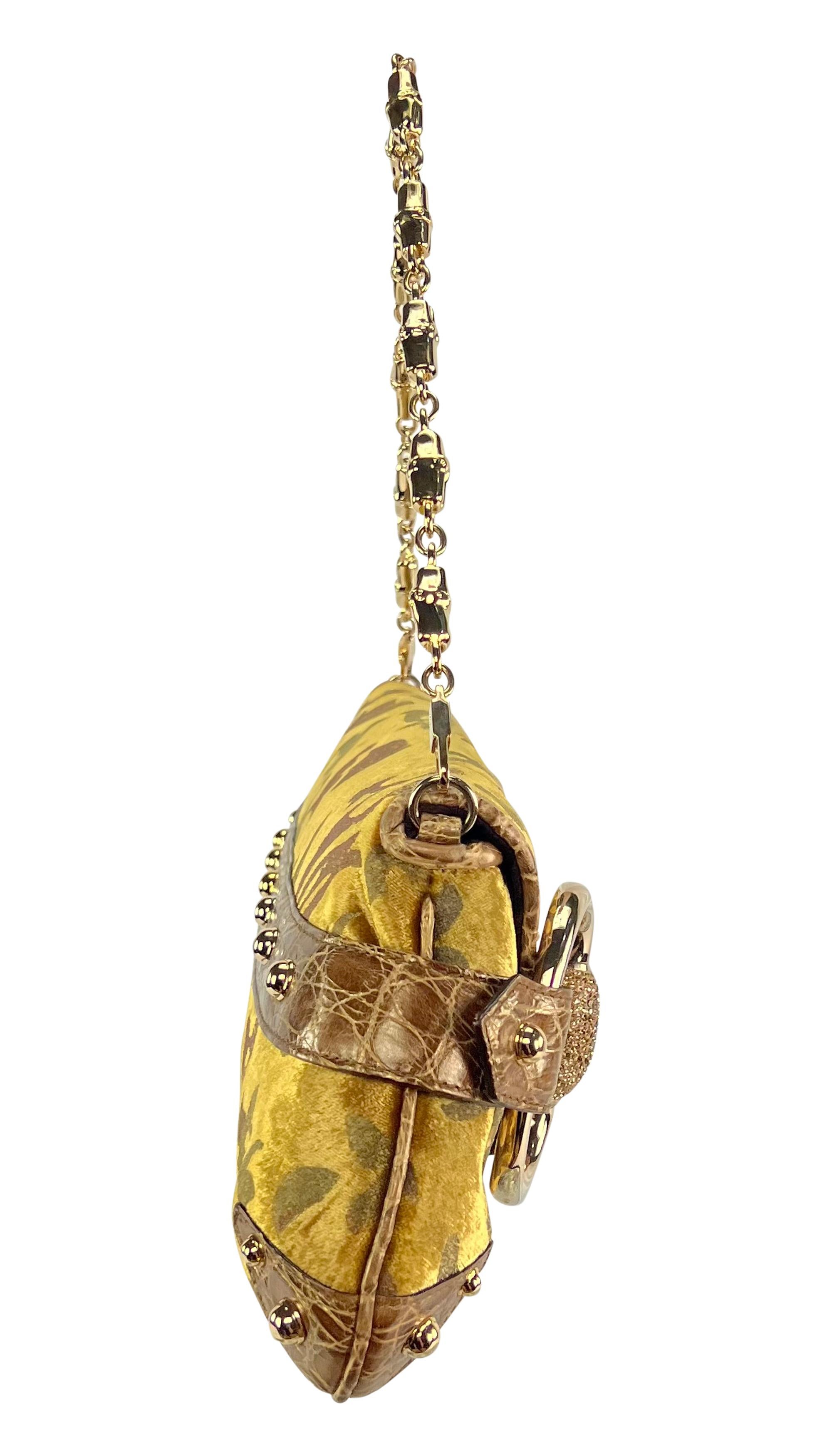 F/W 2004 Gucci by Tom Ford Gold Crocodile Horsebit Ad Crystal Bag 4