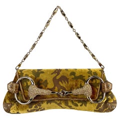 F/W 2004 Gucci by Tom Ford Gold Crocodile Horsebit Ad Crystal Bag
