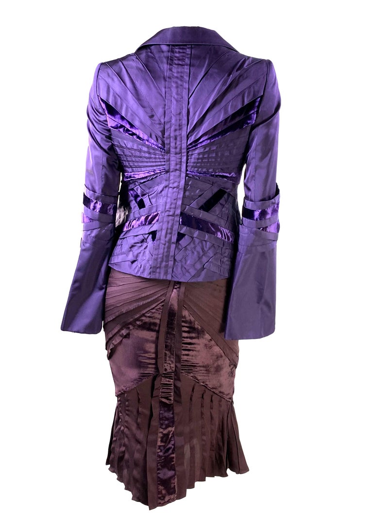 F/W 2004 Gucci by Tom Ford Purple Burgundy Velvet Silk Ribbon Runway ...