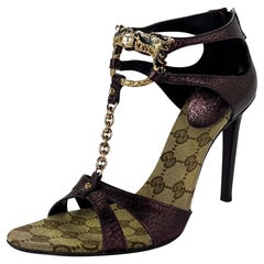 F/W 2004 Gucci by Tom Ford Tacones de cadena de dragón púrpura con pedrería talla 8.5 B