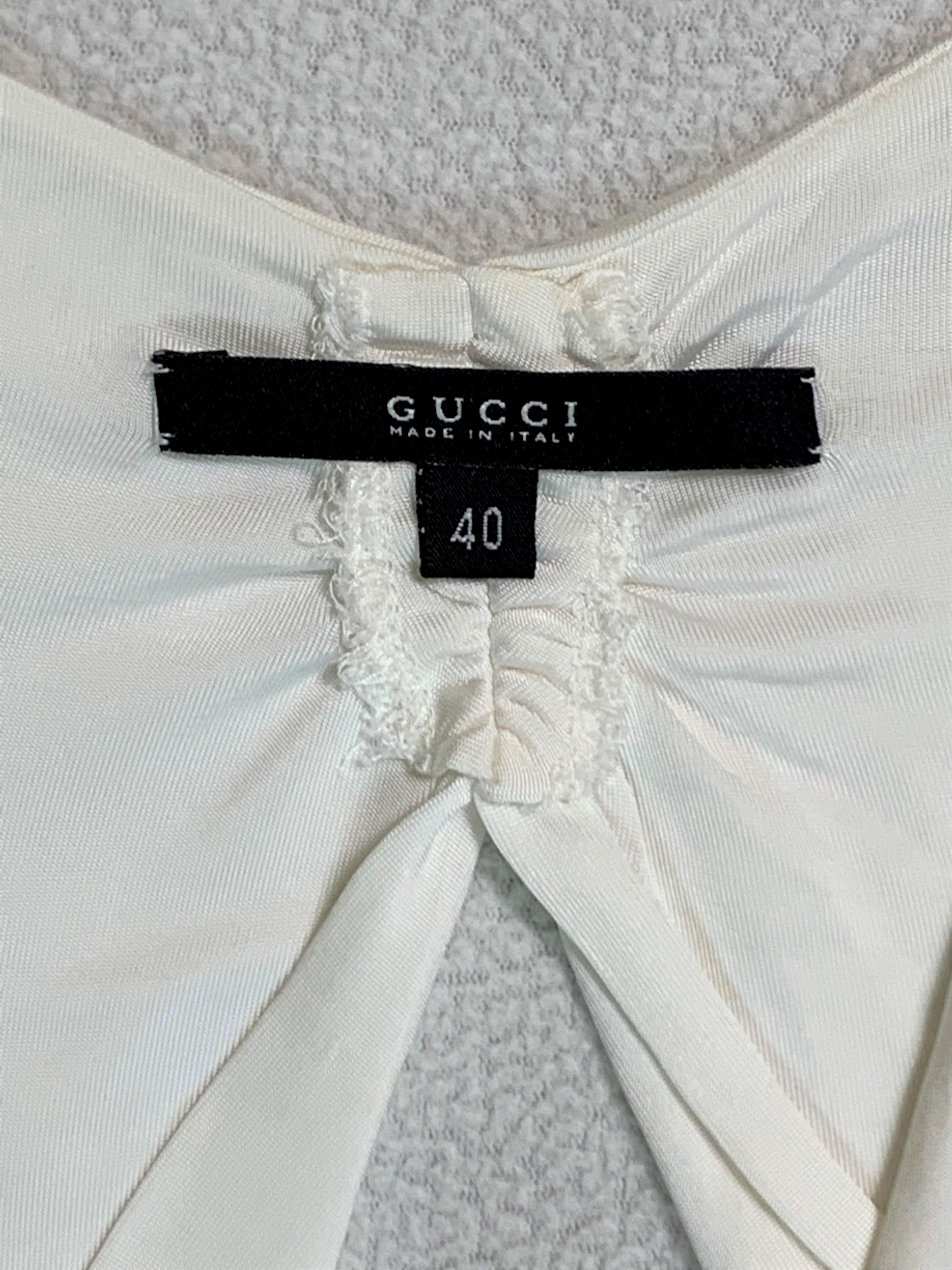 F/W 2004 Gucci by Tom Ford Runway White Plunging Dragon Gown Dress In Fair Condition In Yukon, OK