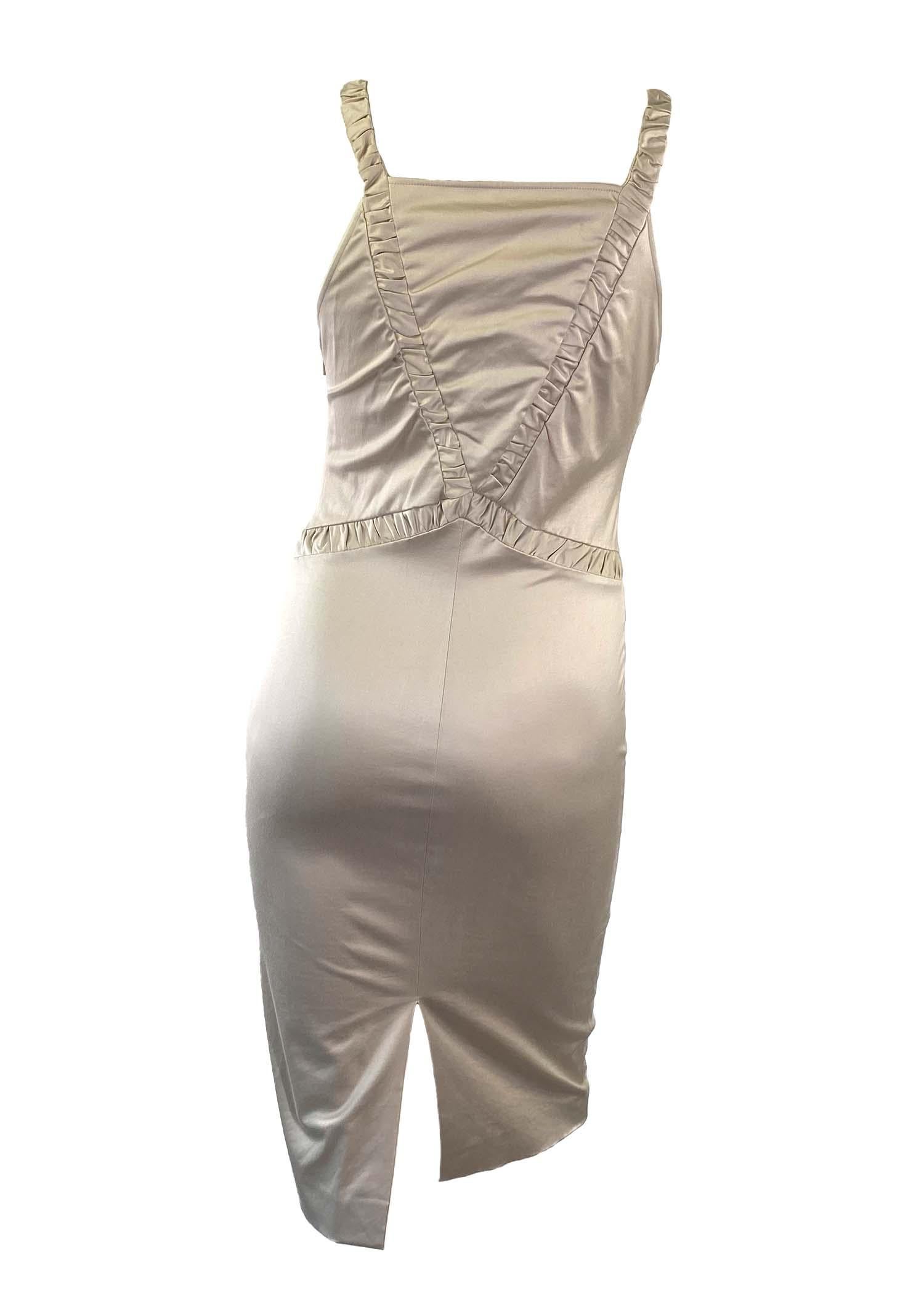 NWT F/W 2004 Gucci by Tom Ford White Beige Cotton Sleeveless Dress In Excellent Condition For Sale In West Hollywood, CA