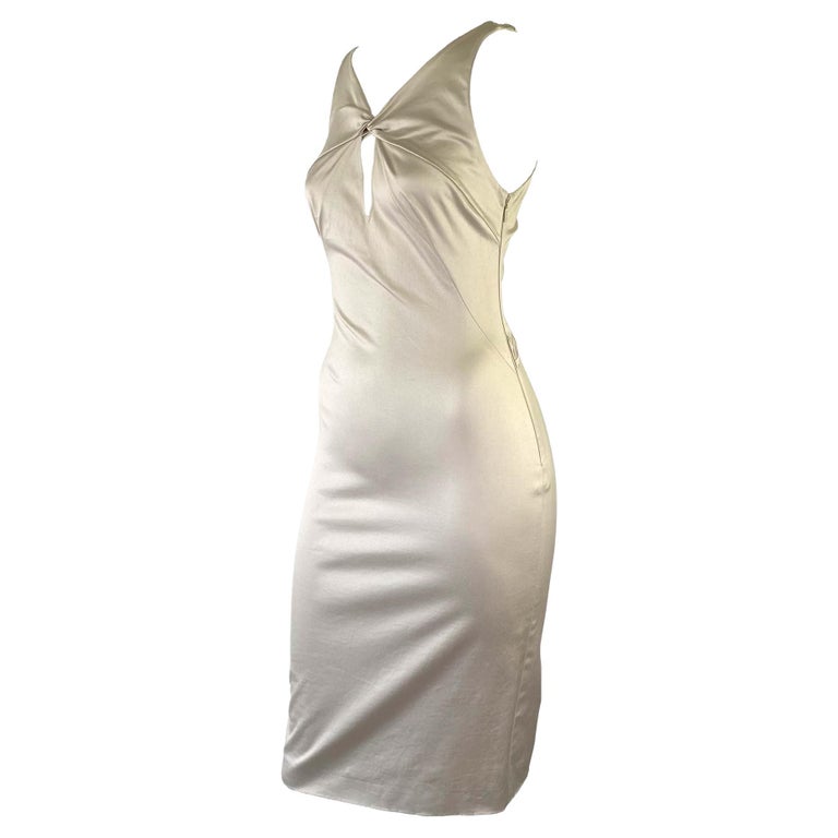 F/W 2004 Gucci by Tom Ford White Beige Cotton Sleeveless Dress with Tags For Sale