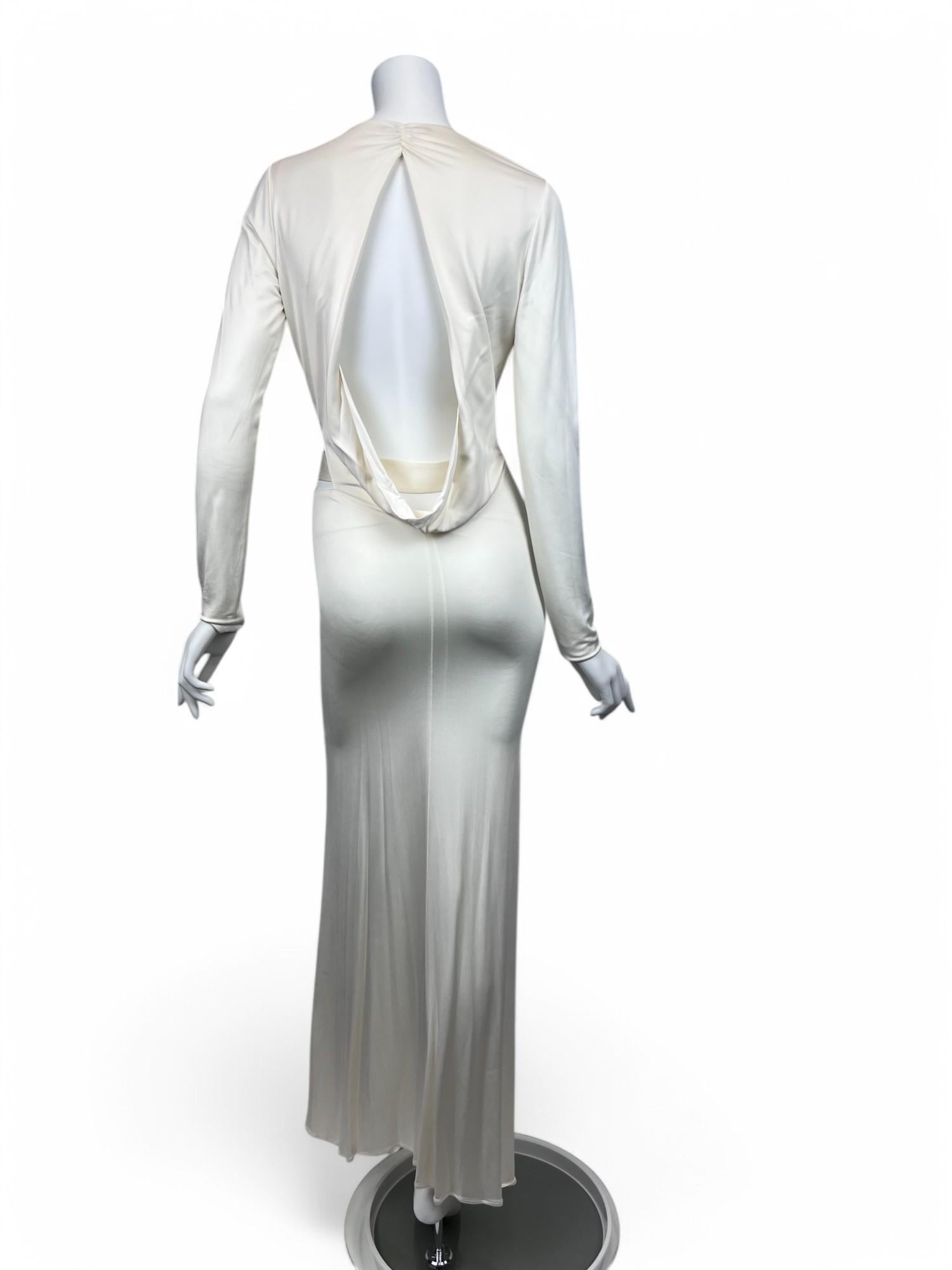 Gray F/W 2004 Gucci Tom Ford Runway White Cut-Out Dragon Gown Dress Sz: 40 For Sale