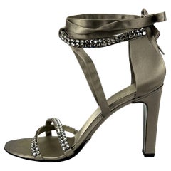 F/W 2004 Gucci Tom Ford Silver Satin Crystal Lace- Up Heels Size 8B