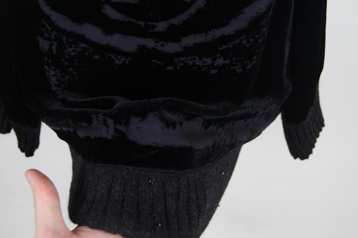 F/W 2004 Hermes by Jean Paul Gaultier pure black velvet logo sweater 6