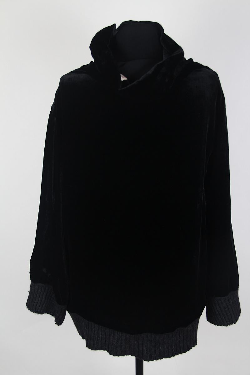 F/W 2004 Hermes by Jean Paul Gaultier pure black velvet logo sweater 1