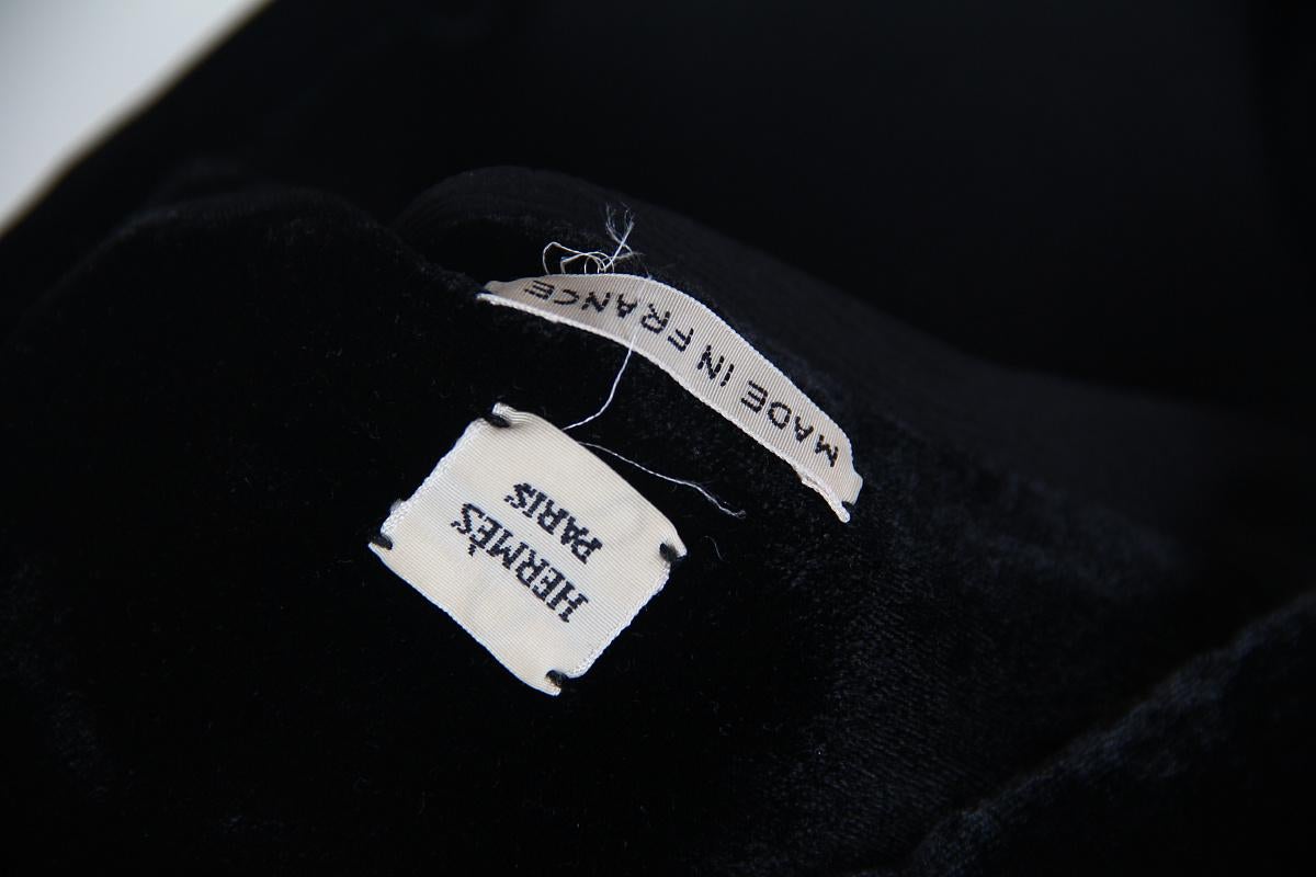 F/W 2004 Hermes by Jean Paul Gaultier pure black velvet logo sweater 3