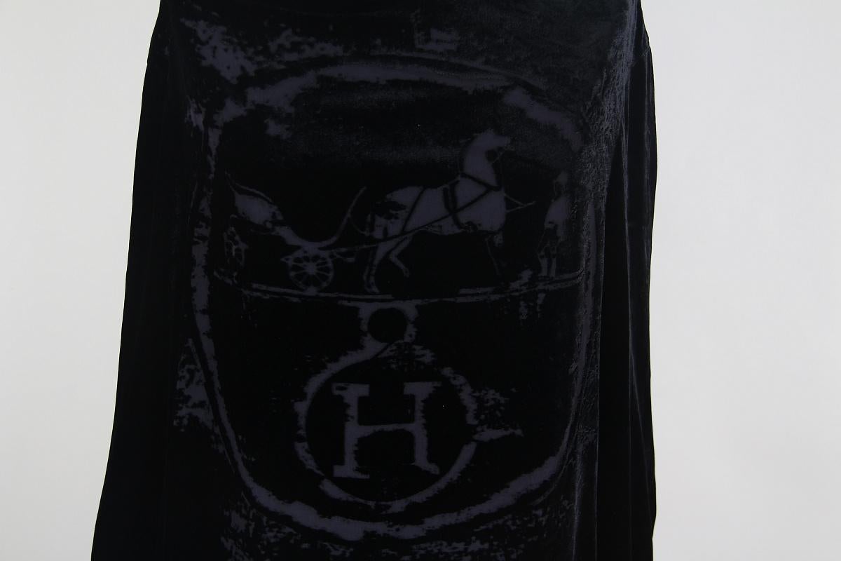 F/W 2004 Hermes by Jean Paul Gaultier pure black velvet logo sweater 5