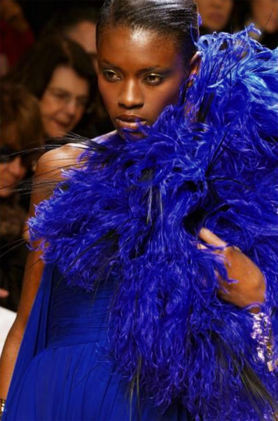 F/W 2004 Jean Louis Scherrer Haute Couture Runway Dress & Feather Cape 15