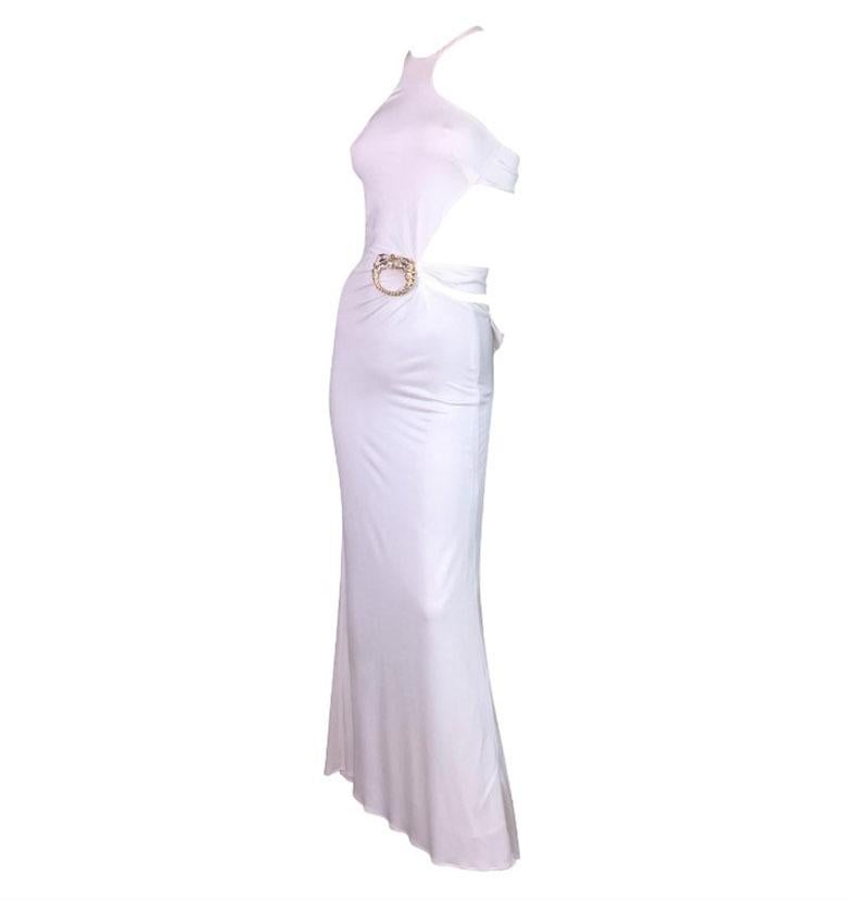 F/W 2004 L#42 GUCCI by TOM FORD WHITE CUT-OUT DRAGON GOWN DRESS Sz IT 38 In Excellent Condition In Montgomery, TX