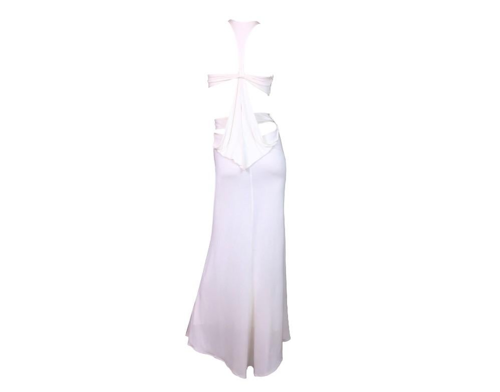 Women's F/W 2004 L#42 GUCCI by TOM FORD WHITE CUT-OUT DRAGON GOWN DRESS Sz IT 38