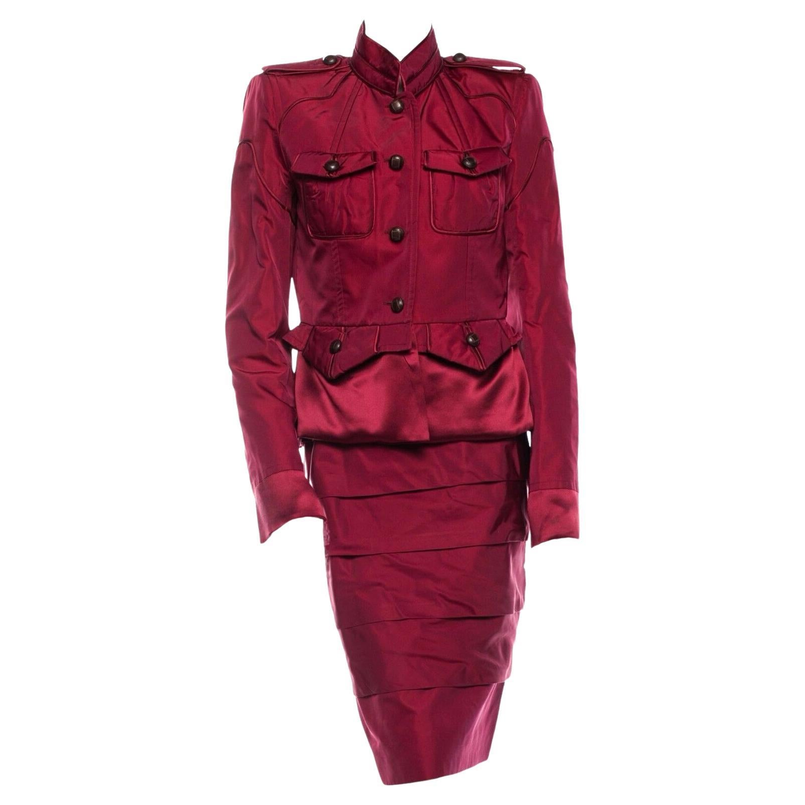 Tailleur jupe en soie vintage Tom Ford pour Yves Saint Laurent, A/H 2004 Look n°1, taille 38/6 en vente