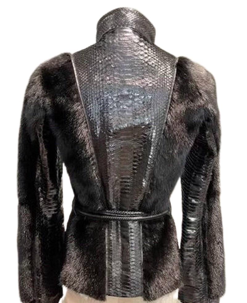 F/W 2004 Look#7 Tom Ford for for Gucci Mink fur and Python Skin Jacket In Excellent Condition In Montgomery, TX