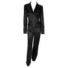 F/W 2004 Roberto Cavalli Corset Boned Lace-Up Black Low-Rise Pantsuit (tailleur pantalon à taille basse)