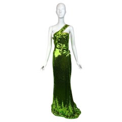 F/W 2004 Tom Ford for Gucci Green Sequined Gown Sz: 40