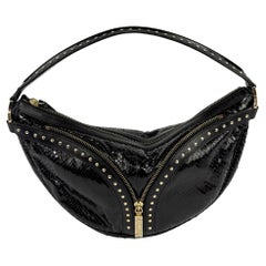 F/W 2004 Versace by Donatella Genuine Snakeskin Gold Zip Small Shoulder Bag