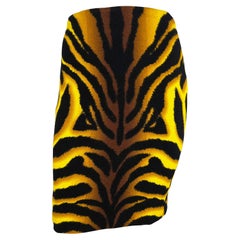 F/W 2004 Versace by Donatella Runway Yellow Black Tiger Print Wool Skirt
