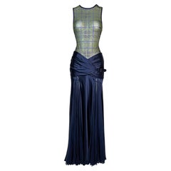 F/W 2003 Versace by Donatella Black Strap Corset Chiffon Gown For Sale ...