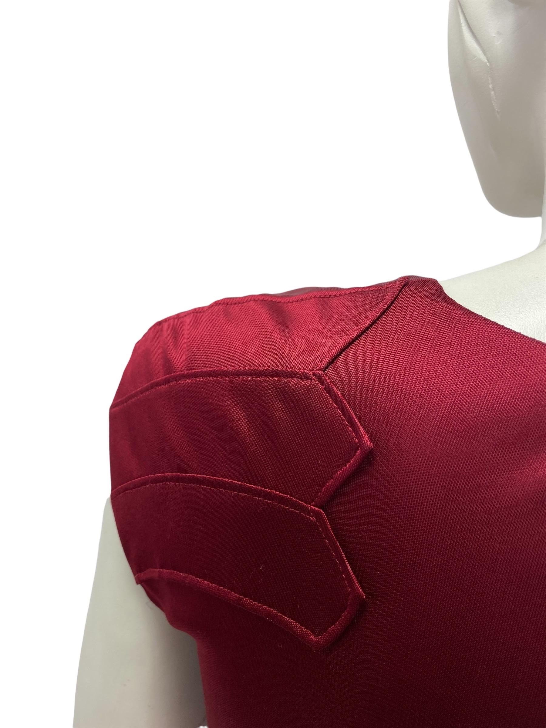 F/W 2004 Vintage Tom Ford für YSL Burgunderroter Jersey-Rockanzug Größe S im Angebot 1
