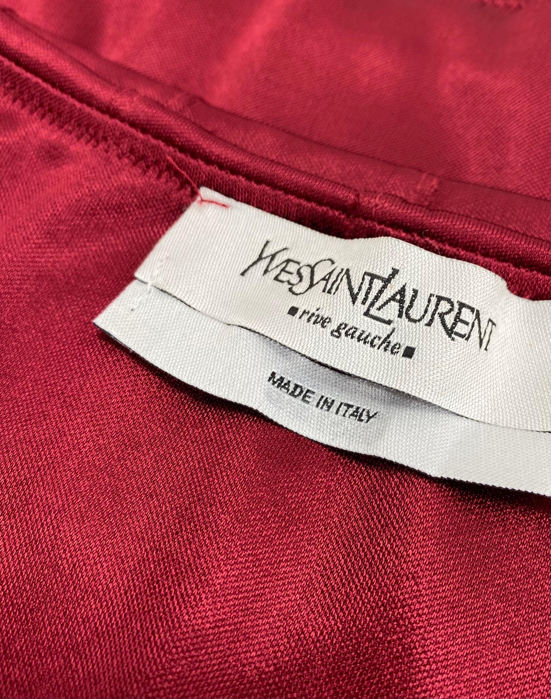 F/W 2004 Vintage Tom Ford für YSL Burgunderroter Jersey-Rockanzug Größe S im Angebot 2