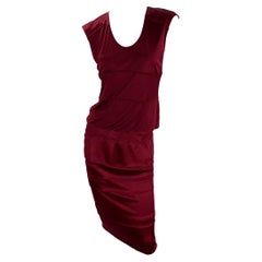 F/W 2004 Vintage Tom Ford for YSL Burgundy Red Jersey Skirt Suit Size S