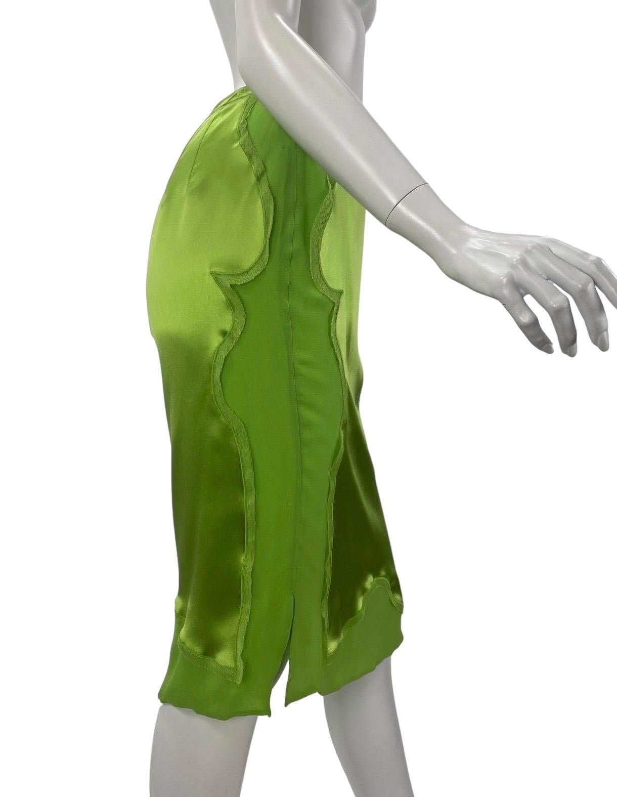 Green F/W 2004 Vintage Tom Ford for Yves Saint Laurent Chinoiserie Silk Skirt Sz 6 NWT For Sale