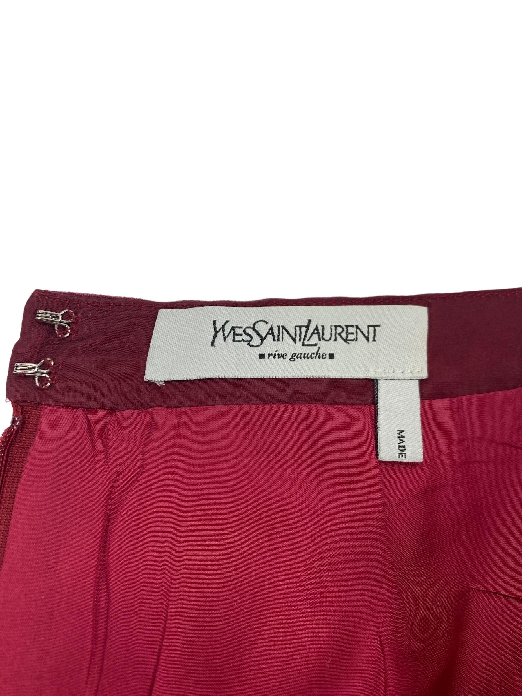 F/W 2004 Vintage Tom Ford for Yves Saint Laurent Layered Silk Skirt in Burgundy In Excellent Condition For Sale In Montgomery, TX