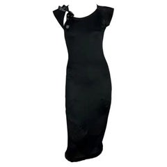 F/W 2004 Yves Saint Laurent by Tom Ford Vestido midi con detalles de visón negro