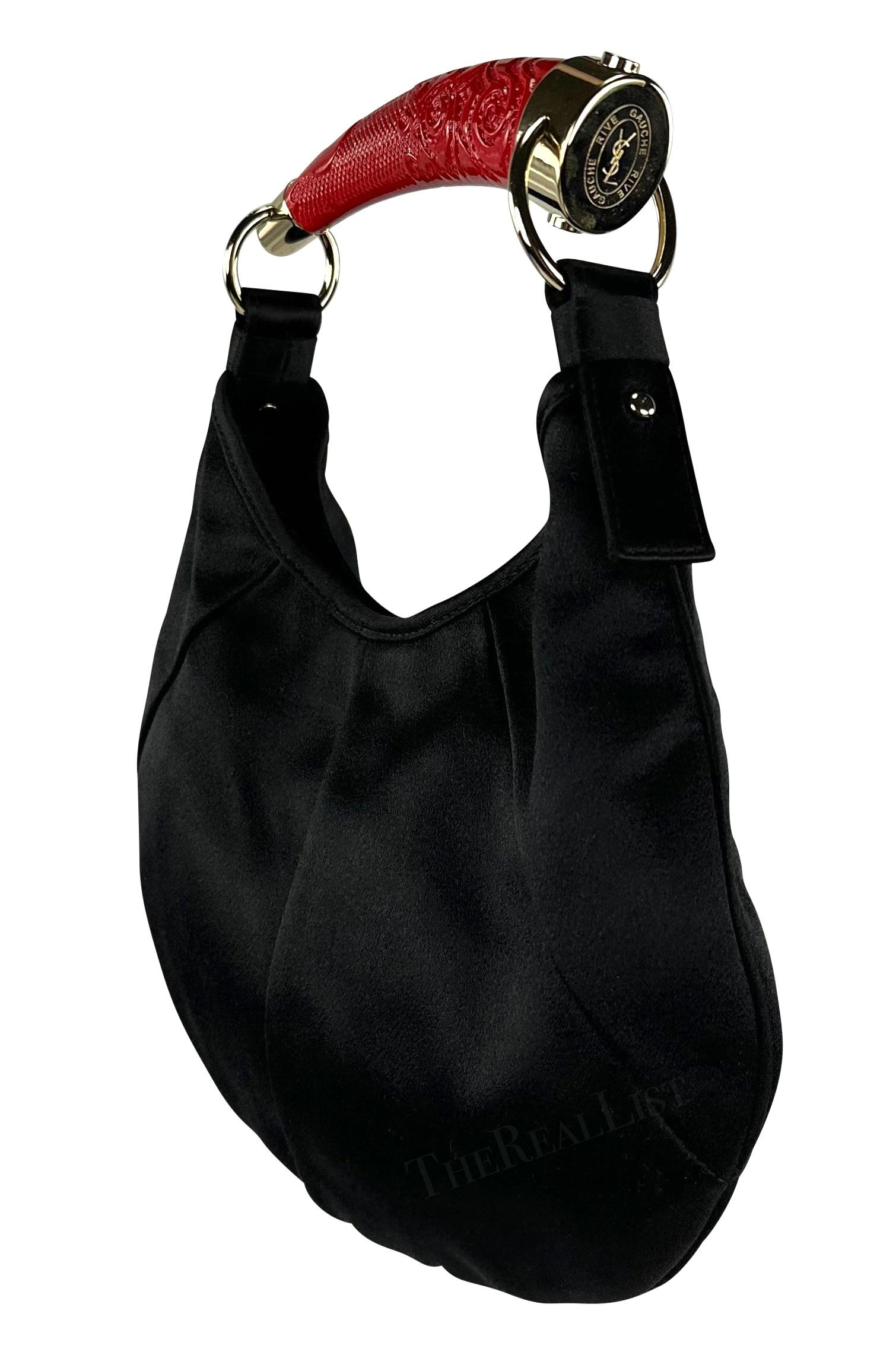 F/W 2004 Yves Saint Laurent by Tom Ford Black Satin Red Horn Mombasa Mini Bag For Sale 1