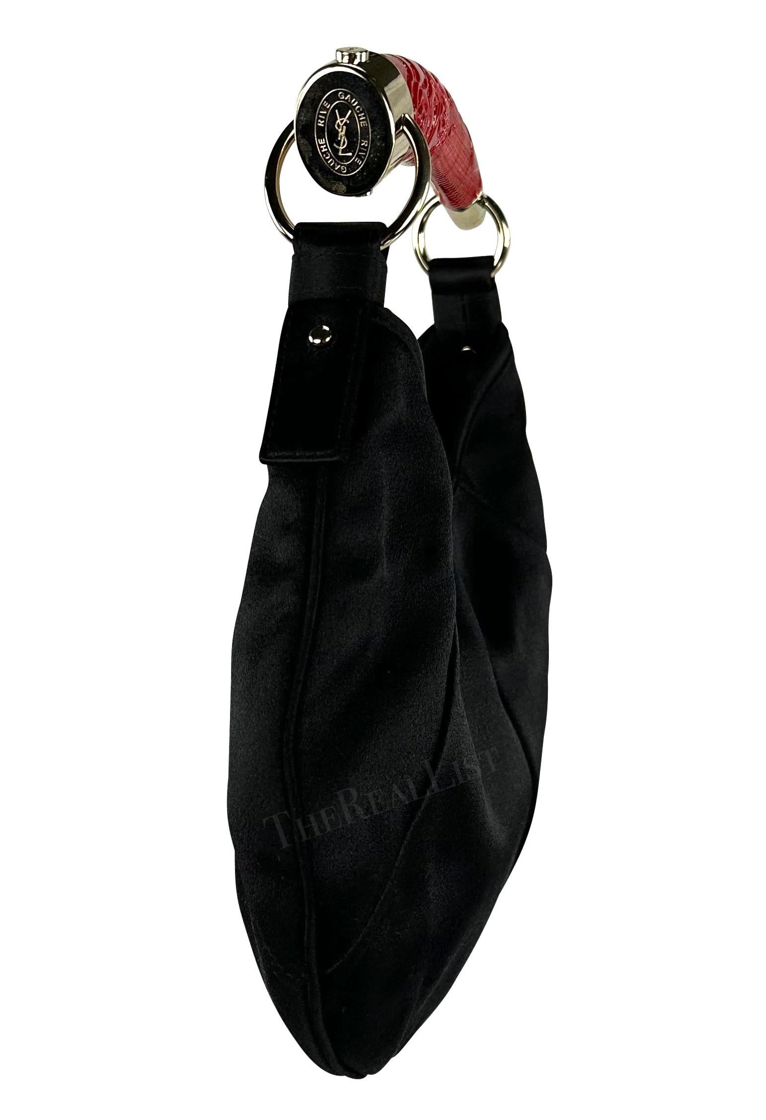 F/W 2004 Yves Saint Laurent by Tom Ford Black Satin Red Horn Mombasa Mini Bag For Sale 3