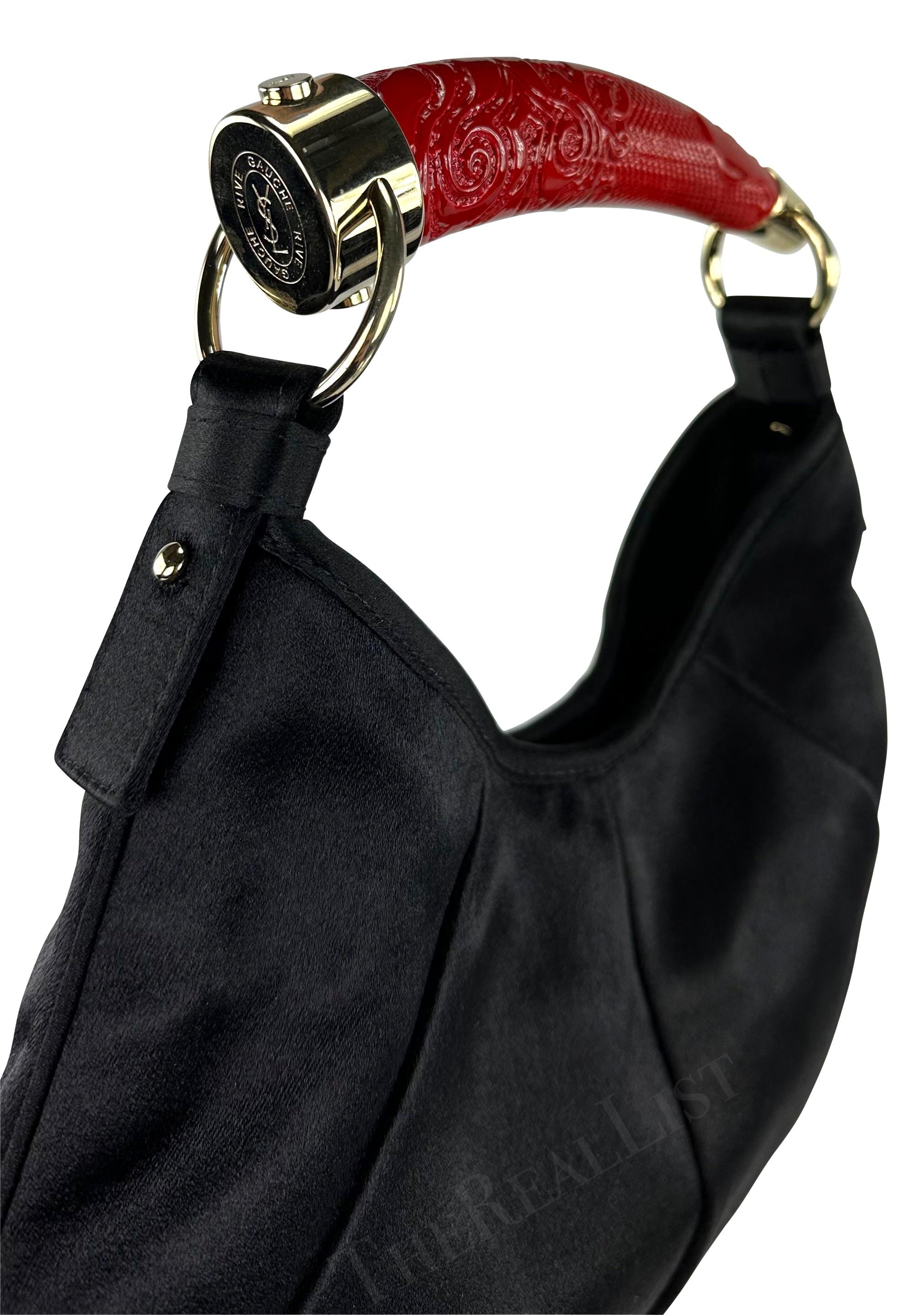 F/W 2004 Yves Saint Laurent by Tom Ford Black Satin Red Horn Mombasa Mini Bag For Sale 3