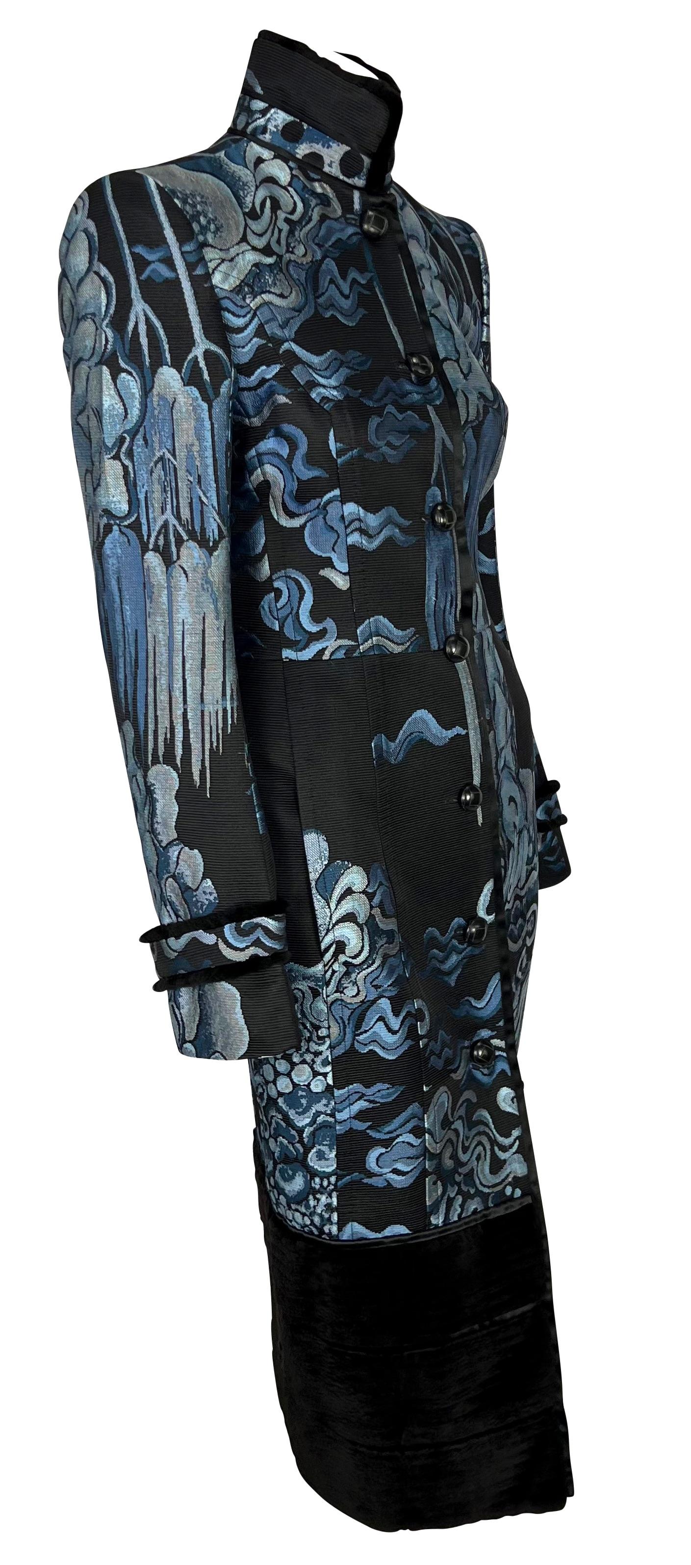 Manteau bleu de Chinoiserie Yves Saint Laurent par Tom Ford, A/H 2004 en vente 4