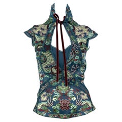 Haut bleu imprimé dragon Yves Saint Laurent by Tom Ford, A/H 2004