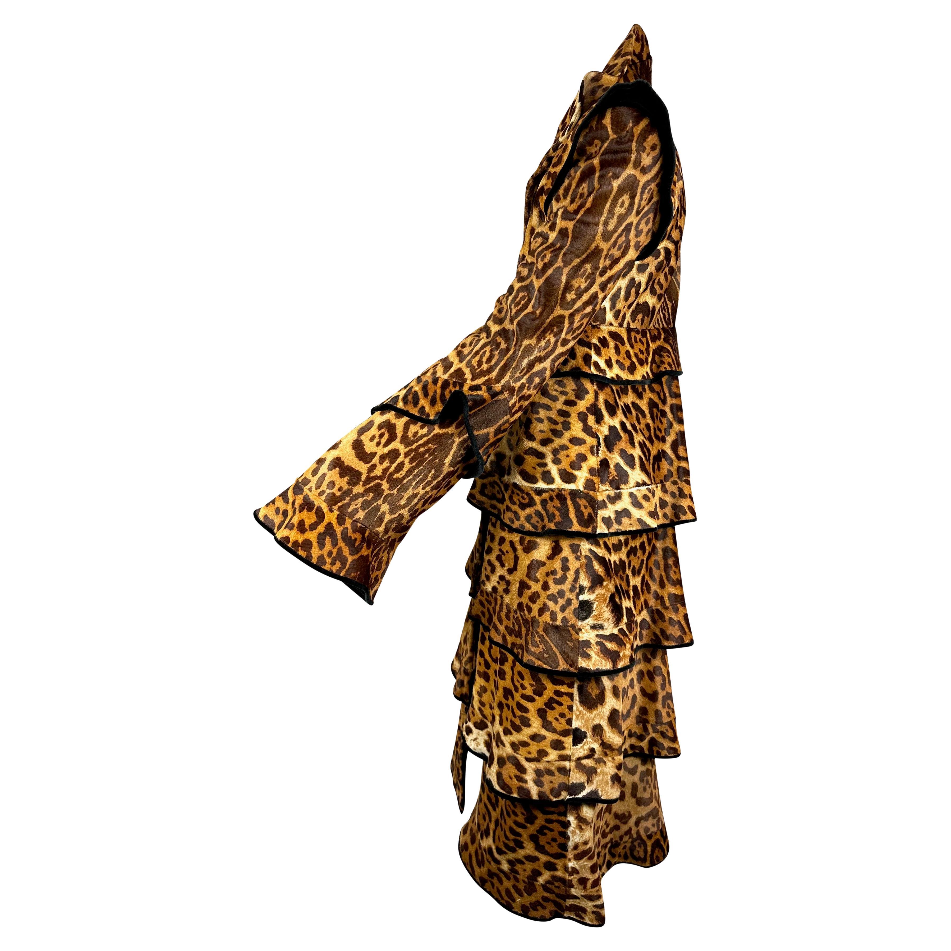 F/W 2004 Yves Saint Laurent by Tom Ford Cheetah Print Pony Hair Trench Coat In Excellent Condition For Sale In West Hollywood, CA