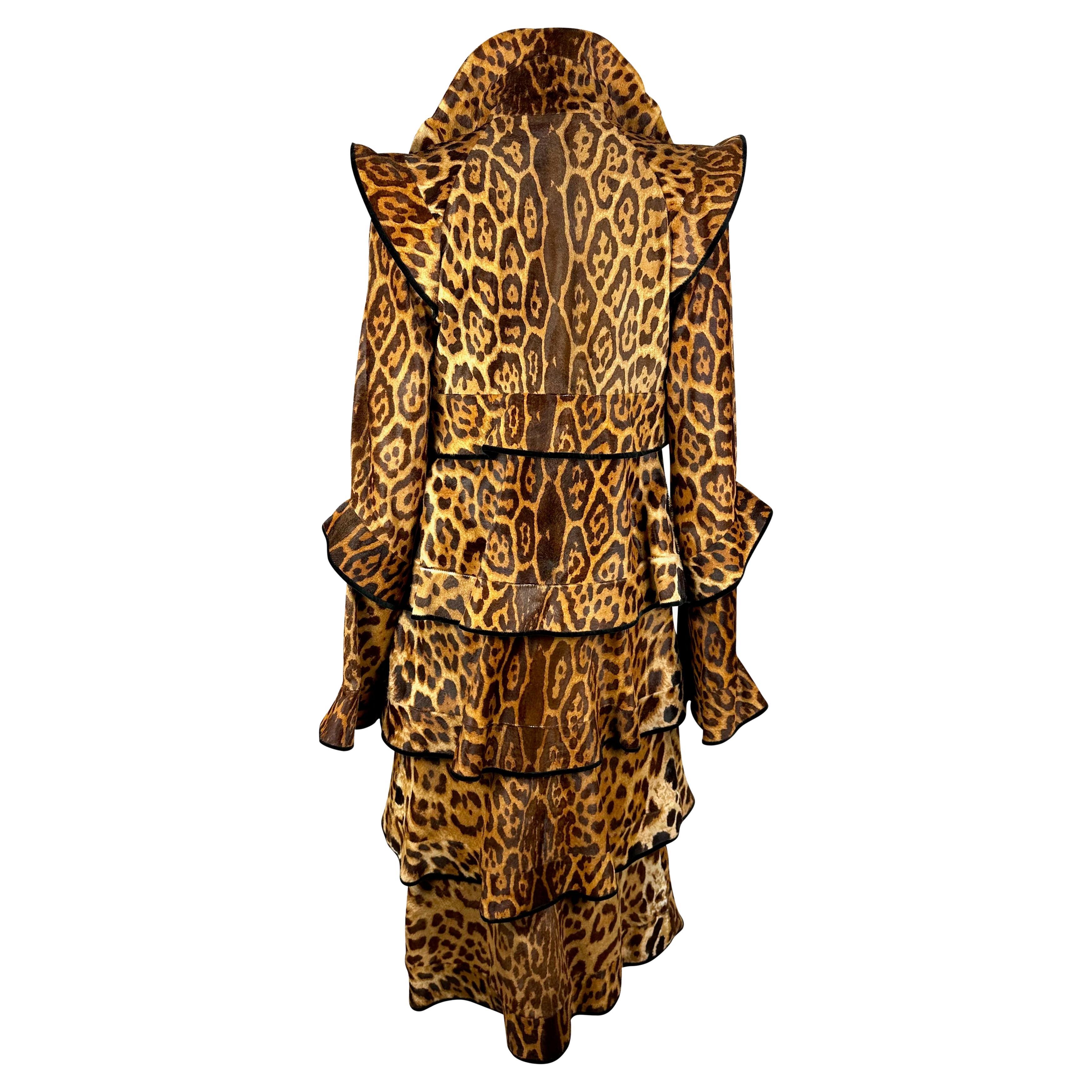 F/W 2004 Yves Saint Laurent by Tom Ford Cheetah Print Pony Hair Trench Coat For Sale 1