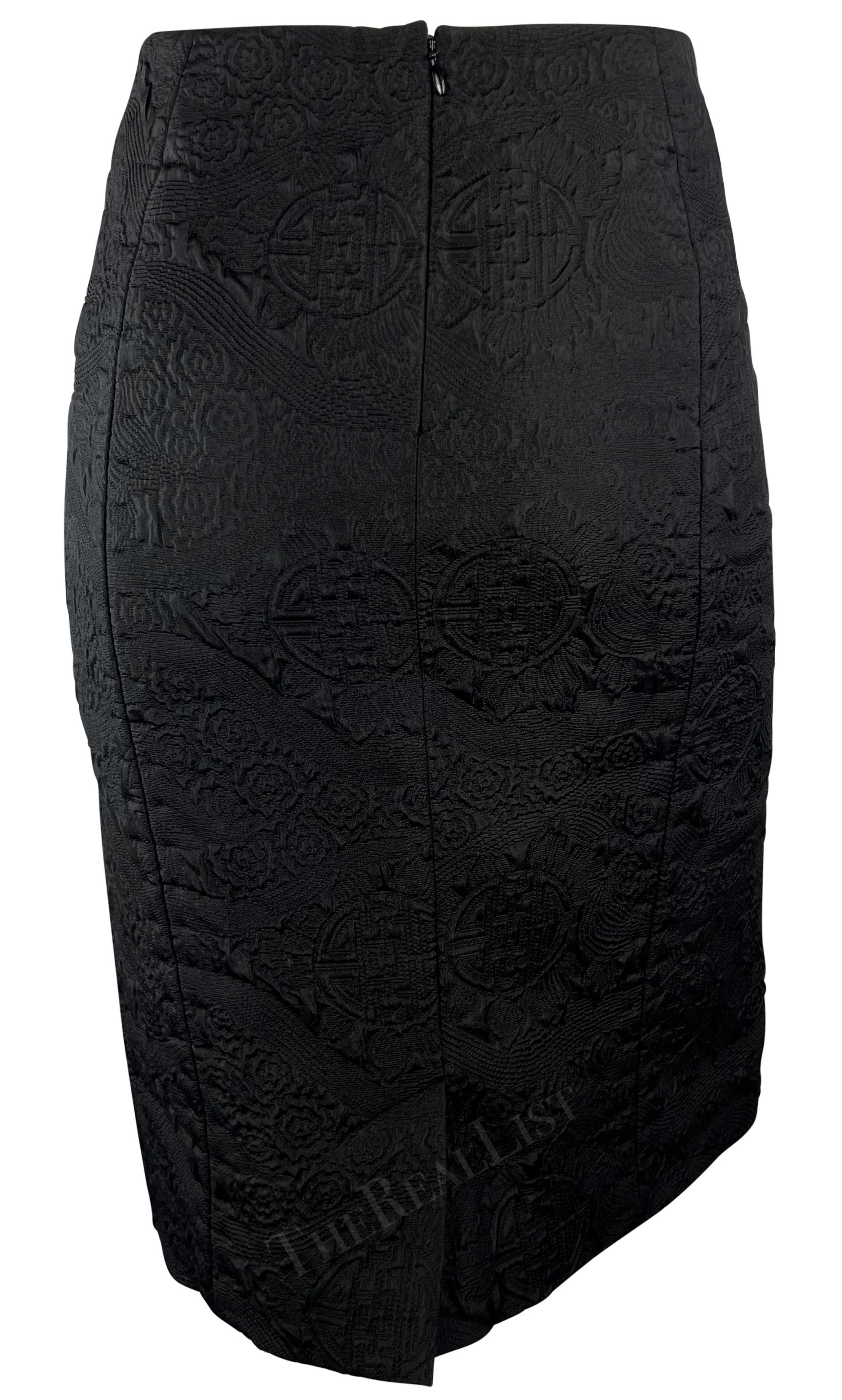 F/W 2004 Yves Saint Laurent by Tom Ford Chinoiserie Brocade Black Skirt For Sale 1