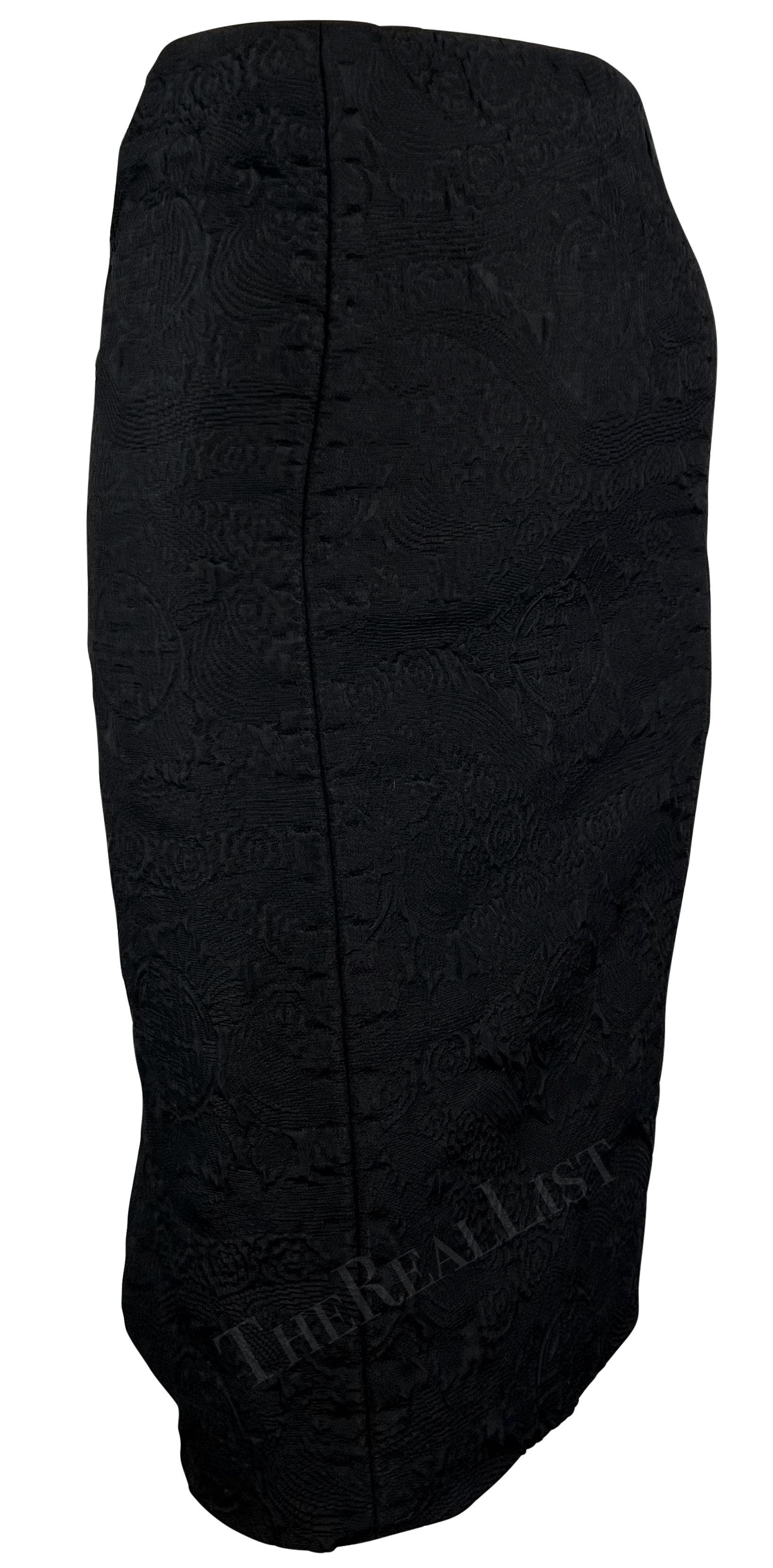 F/W 2004 Yves Saint Laurent by Tom Ford Chinoiserie Brocade Black Skirt For Sale 2