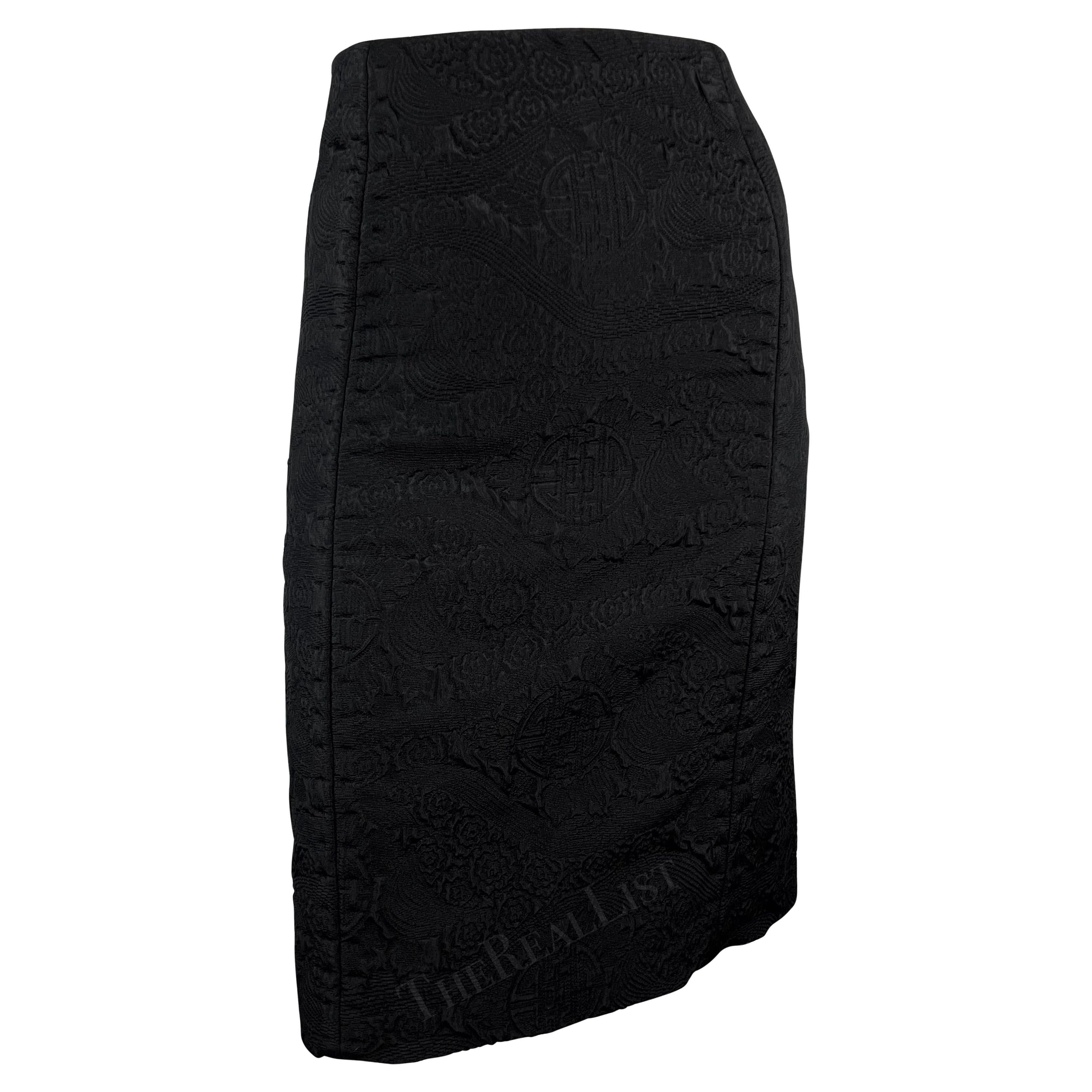 F/W 2004 Yves Saint Laurent by Tom Ford Chinoiserie Brocade Black Skirt For Sale