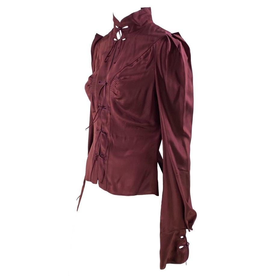 burgundy silk blouse