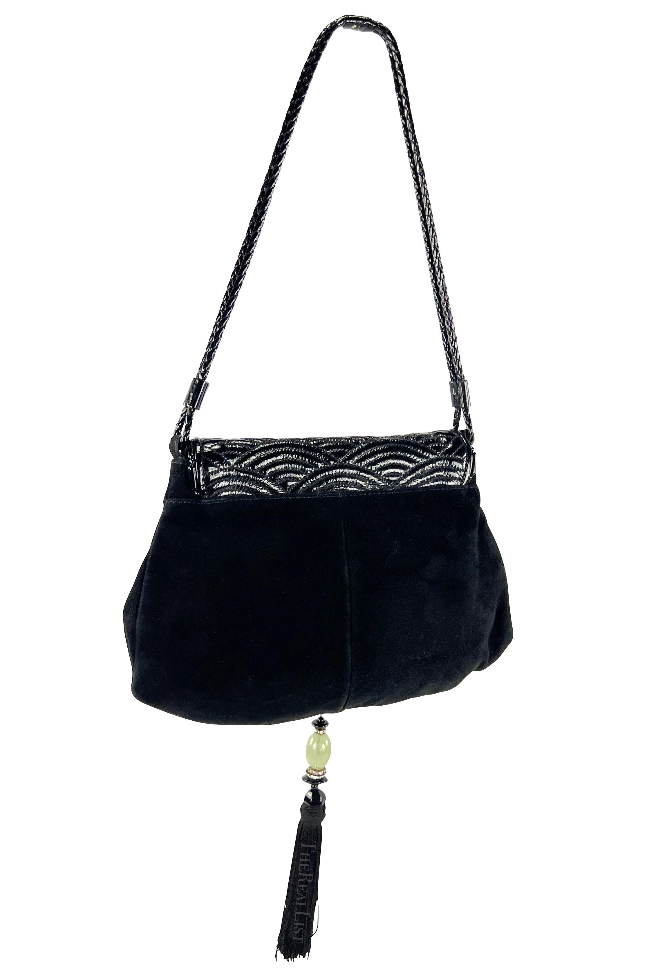 F/W 2004 Yves Saint Laurent by Tom Ford Chinoiserie Suede Tassel Jade Bead Bag For Sale 1