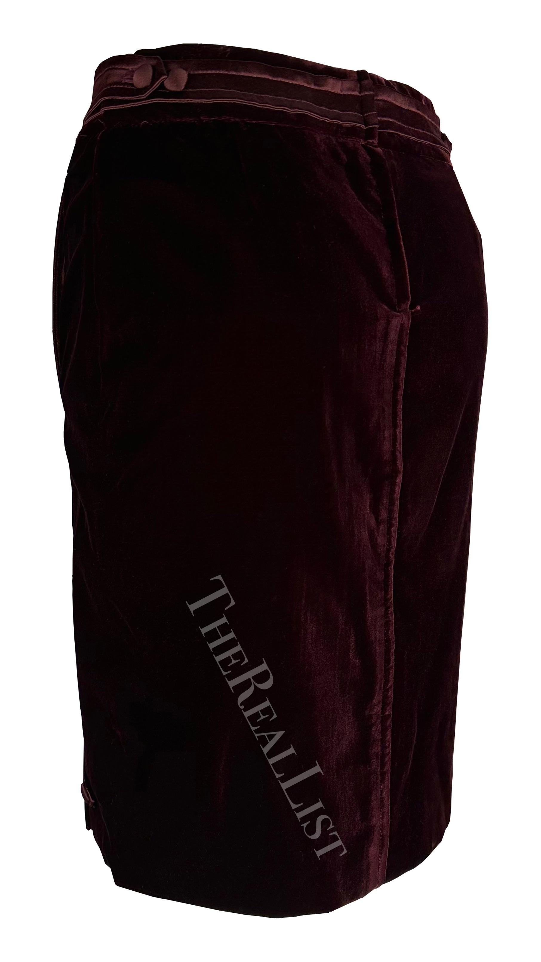 F/W 2004 Yves Saint Laurent by Tom Ford Deep Red Velvet Satin Sash Skirt Suit  For Sale 6