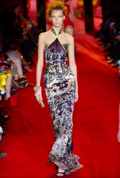 F/W 2004 Yves Saint Laurent by Tom Ford Finale Dragon Print Silk Maxi Skirt Set