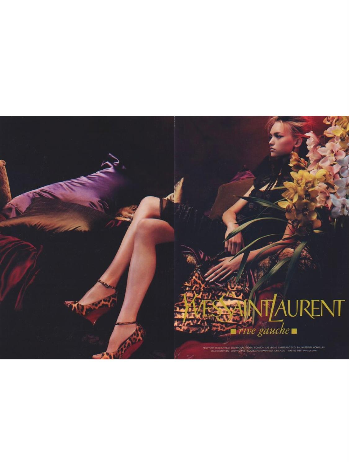 Presenting Tom Ford designed these sultry pony hair and red lacquer wedges for his final collection with Yves Saint Laurent. These shoes were featured on Gemma Ward in the ad campaign shot by Craig McDean. Embroidered silk and velvet versions of