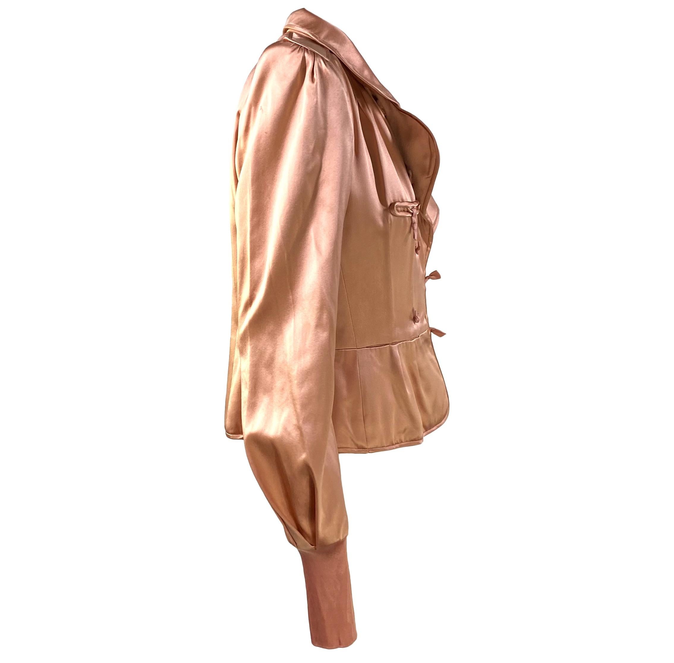 Brown F/W 2004 Yves Saint Laurent by Tom Ford Pink Silk Pagoda Chinoiserie Jacket For Sale