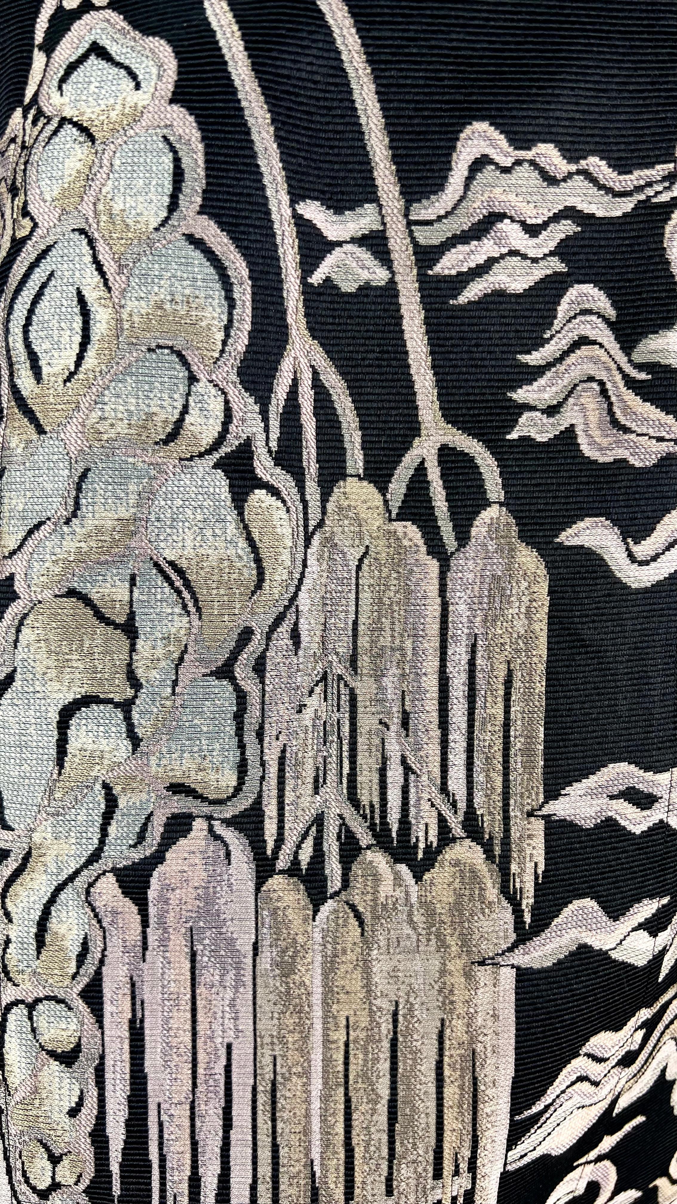 Black F/W 2004 Yves Saint Laurent by Tom Ford Pink Willow Chinoiserie Skirt For Sale