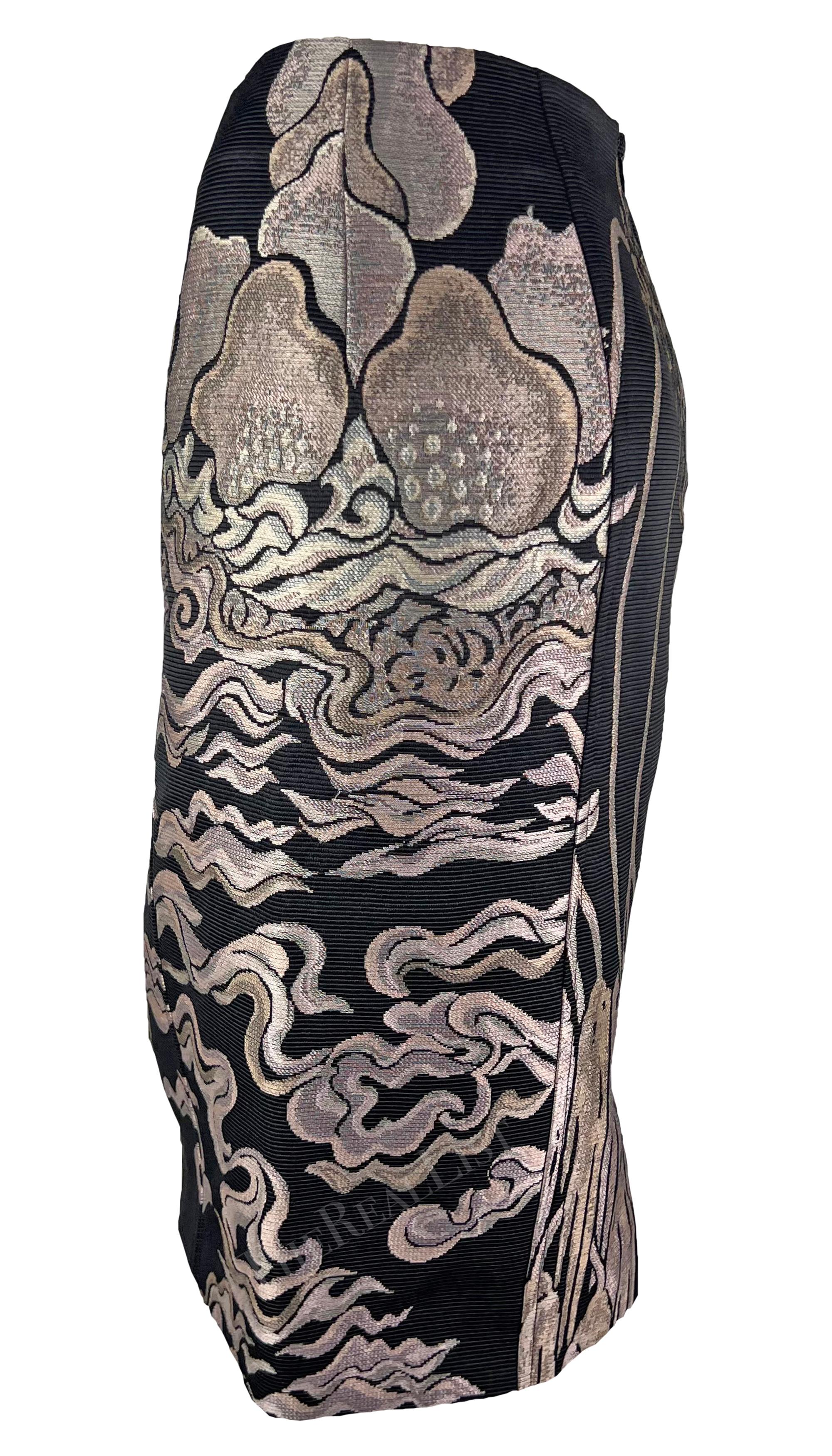 Women's F/W 2004 Yves Saint Laurent by Tom Ford Pink Willow Chinoiserie Skirt For Sale