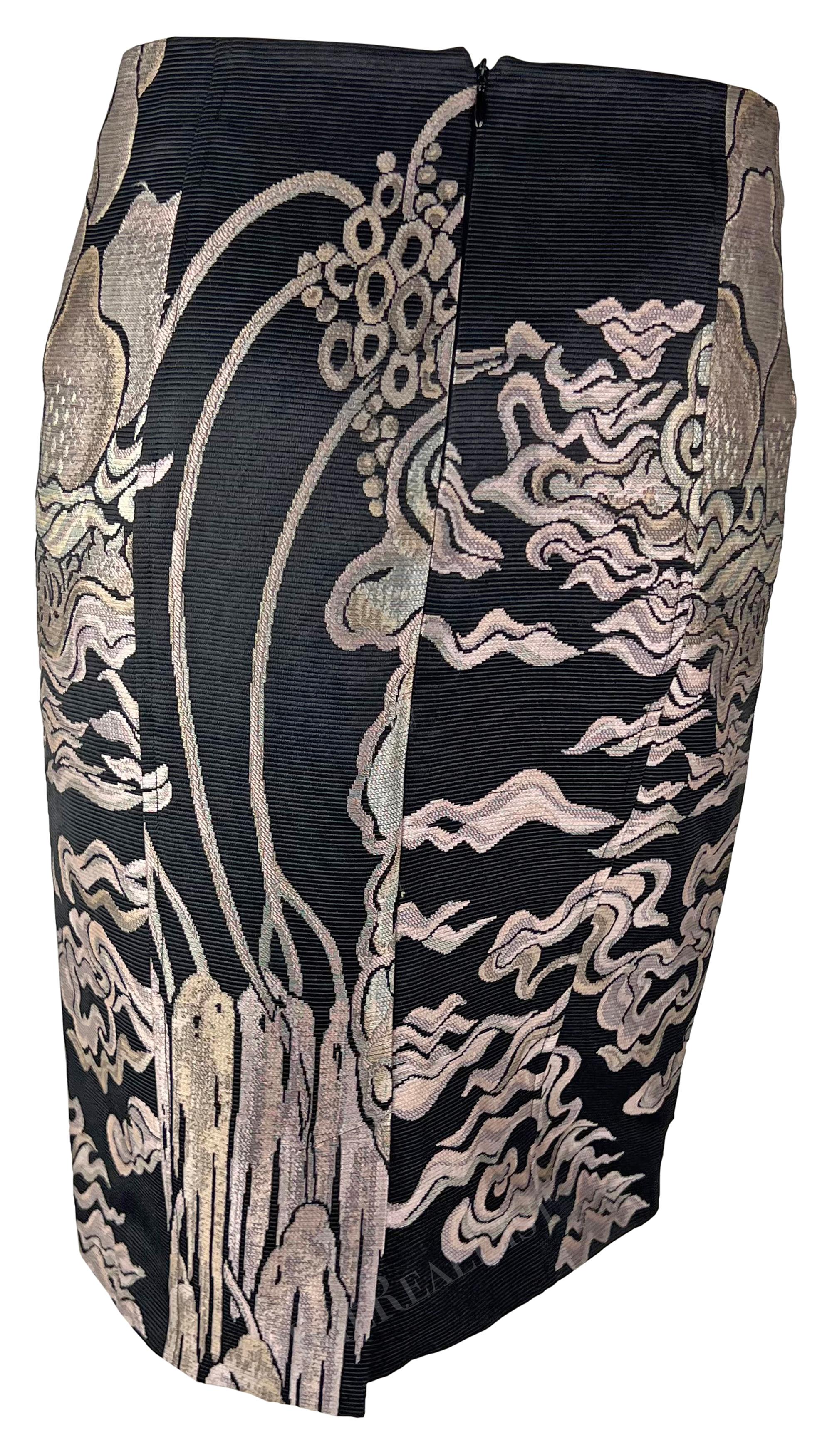 F/W 2004 Yves Saint Laurent by Tom Ford Pink Willow Chinoiserie Skirt For Sale 2