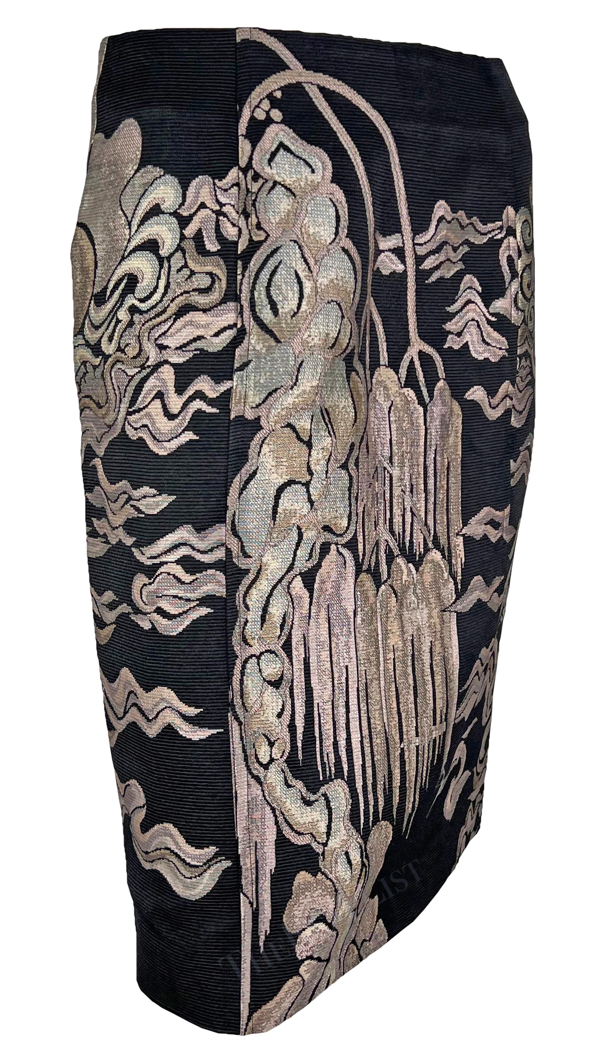 F/W 2004 Yves Saint Laurent by Tom Ford Pink Willow Chinoiserie Skirt For Sale 5