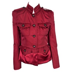 F/W 2004 Yves Saint Laurent by Tom Ford Runway Red Silk Satin Cropped Jacket